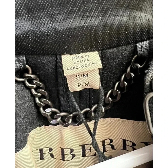 Burberry Raynefield Military Black Cape Womens Size S/M Wool Blend Fringe - Picture 13 of 16